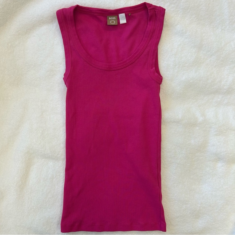 Hugo Boss Ribbed Pink Tank Top